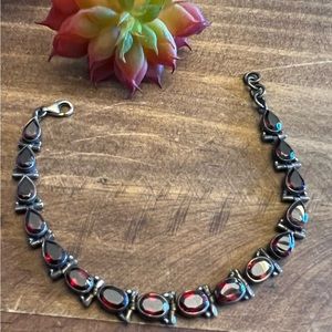 Garnet and silver bracelet